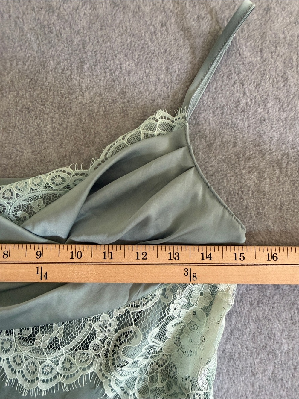 Silky Lace-Trim Slip Dress Bluish Grey Romantic Fairy Whimsigoth Size Small - Picture 12 of 14